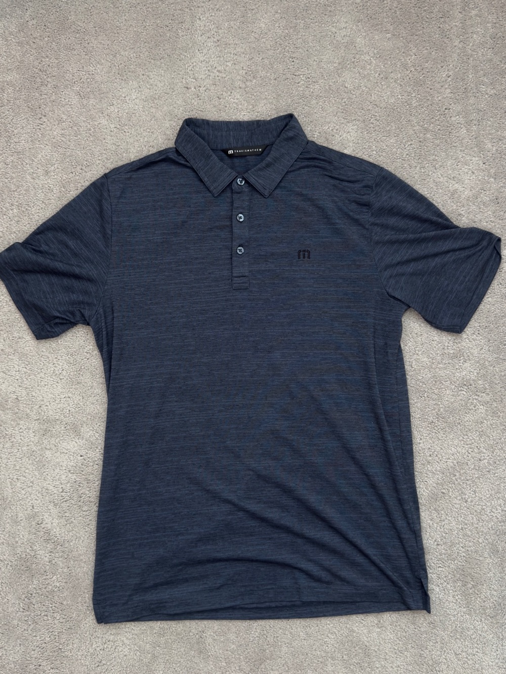 Travis Mathew Navy Heather Short Sleeve Polo